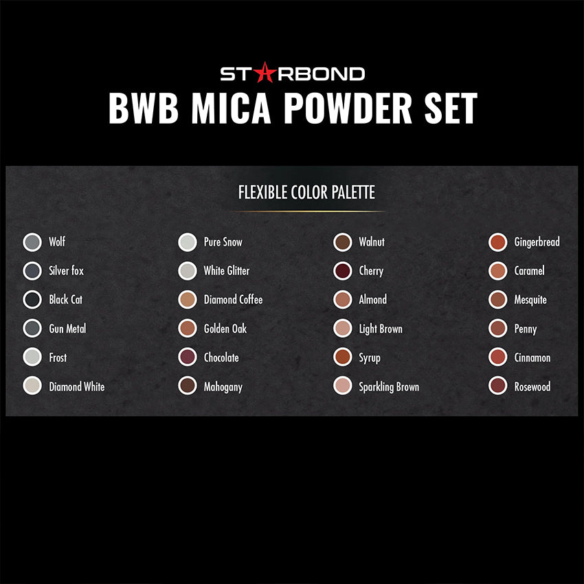 Starbond Mica Powder Pigment Black White Brown (BWB) Sett