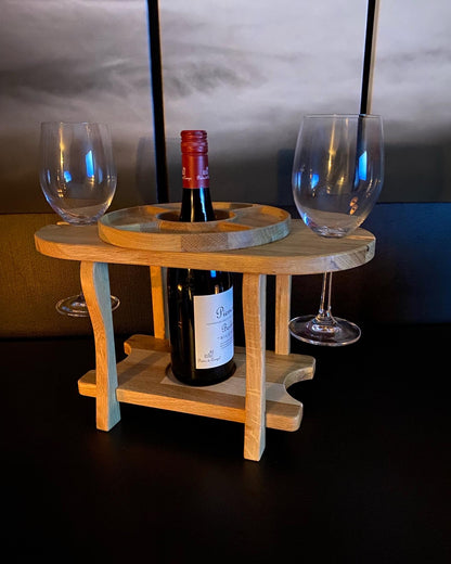 Vin caddie i eik med serveringsfat.