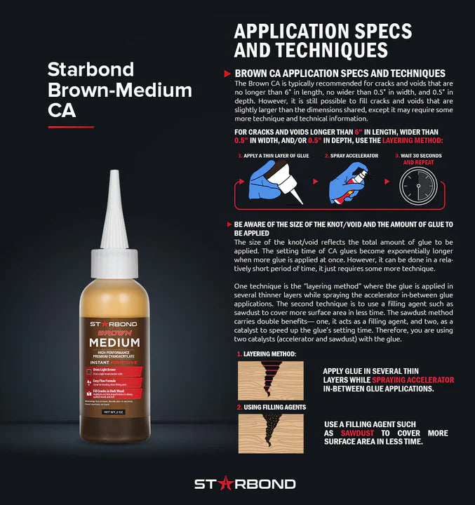 Starbond Brown Medium Cyanoacrylate (CA) - Super Glue, BR-150