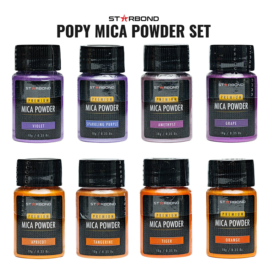 Starbond Mica Powder Pigment Purple Orange Pink Yellow (POPY) Sett