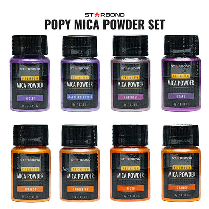 Starbond Mica Powder Pigment Purple Orange Pink Yellow (POPY) Sett