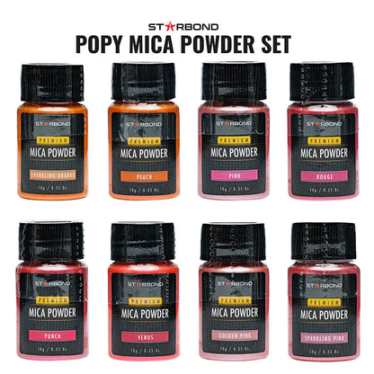 Starbond Mica Powder Pigment Purple Orange Pink Yellow (POPY) Sett